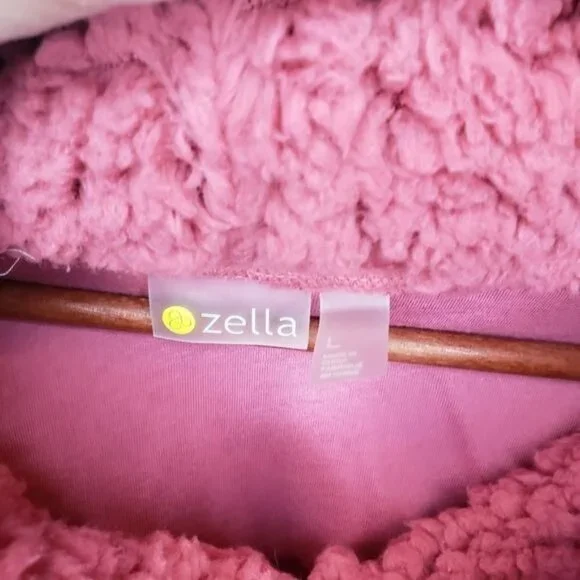 NWT Zella pink faux Shearling pullover hoodie Size Large - Picture 7 of 9